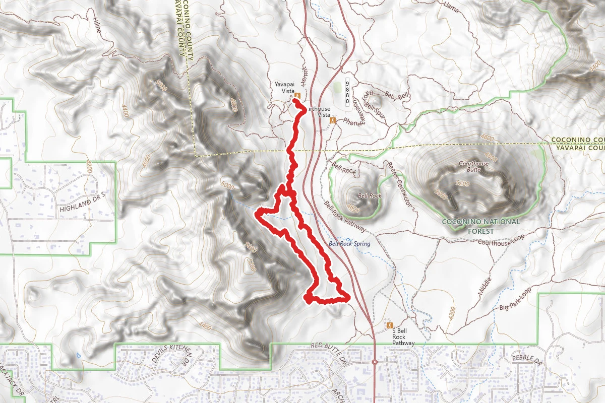 Slim Shady and Made in the Shade Trails Loop via Coconino Trail