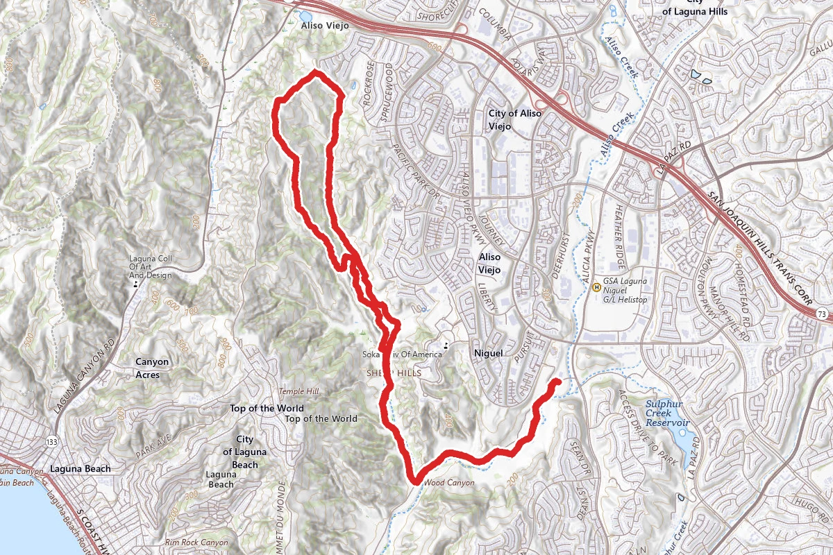 Aliso Creek Trail to Wood Canyon and Rock It Trail Loop