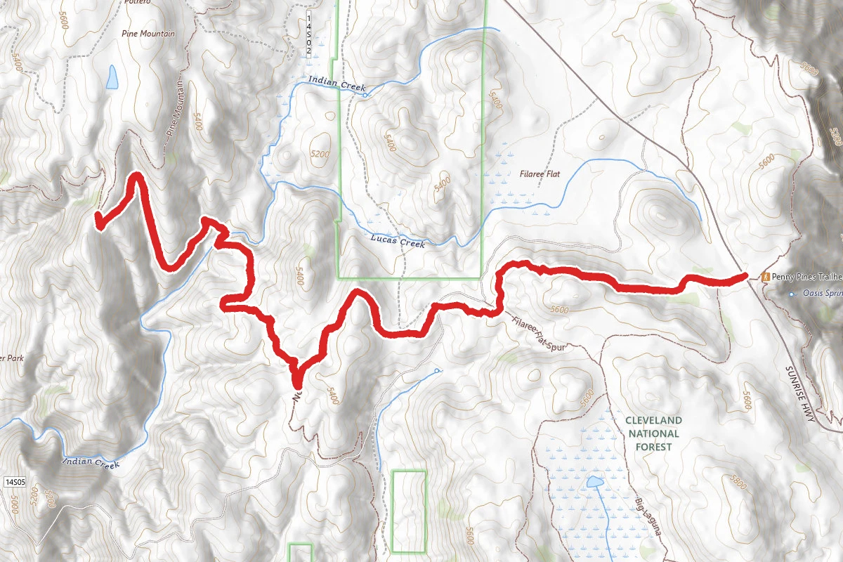 Champagne Pass Viewpoint via Noble Canyon and Indian Creek Trail