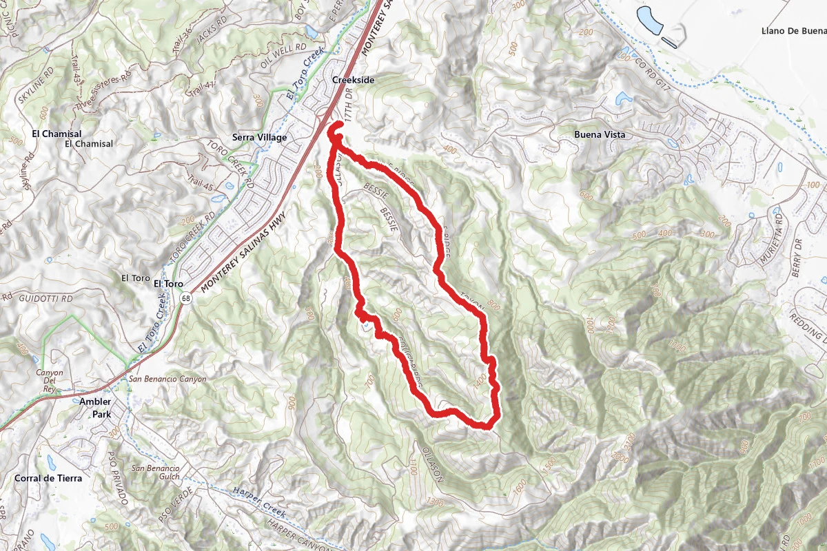 Coyote Ridge Trail, Toyon Trail, and East Ridge Trail Loop