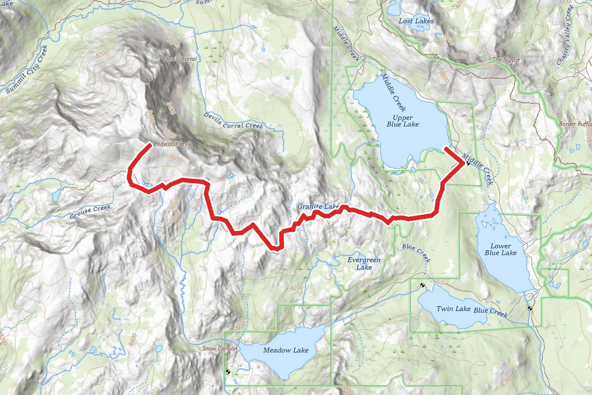 Deadwood Peak and Upper Blue Lake