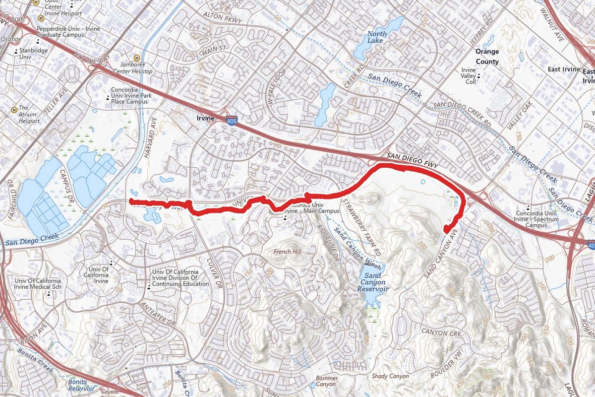Quail Hill to Sandy Canyon Wash Trail route map