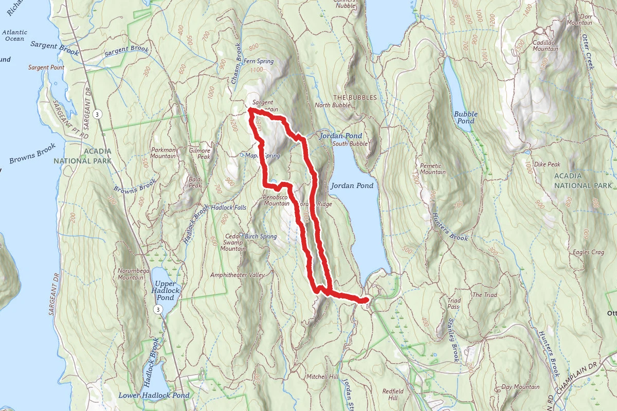 Jordan Cliffs to Sargent and Penobscot Mountain Loop