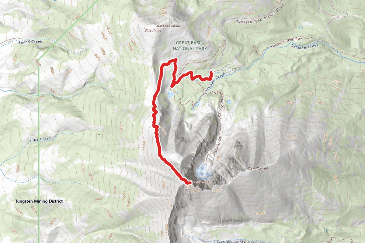 Wheeler Peak Trail via Alpine Lakes Trail