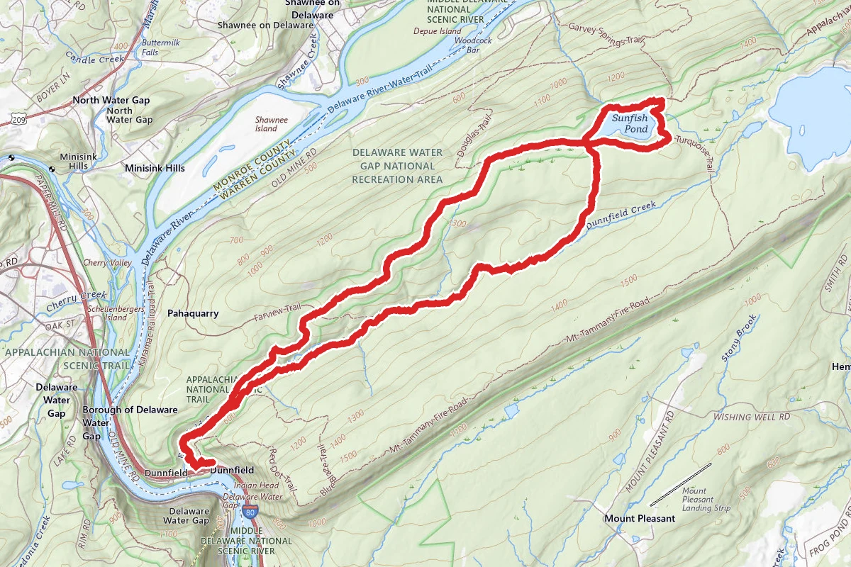 Sunfish Pond via Appalachian and Dunnfield Creek Trail Loop
