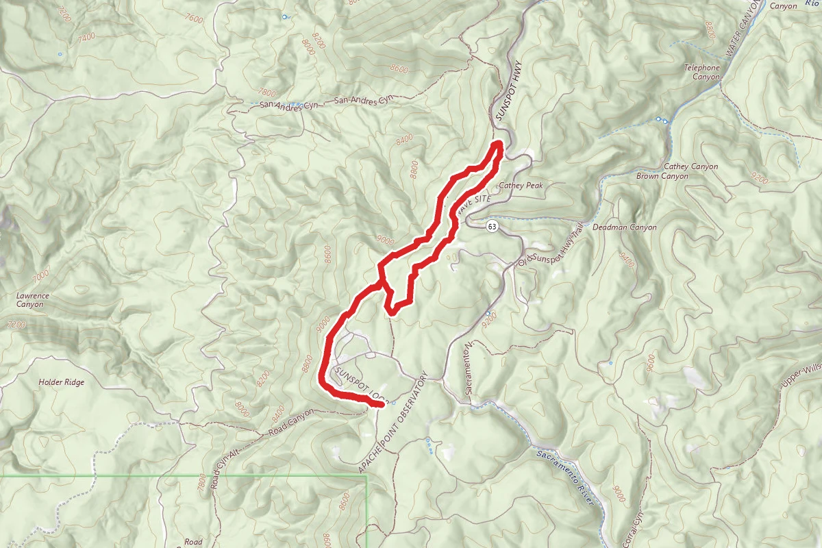 Sunspot Trail to Cathy Canyon and Rim Trail Loop