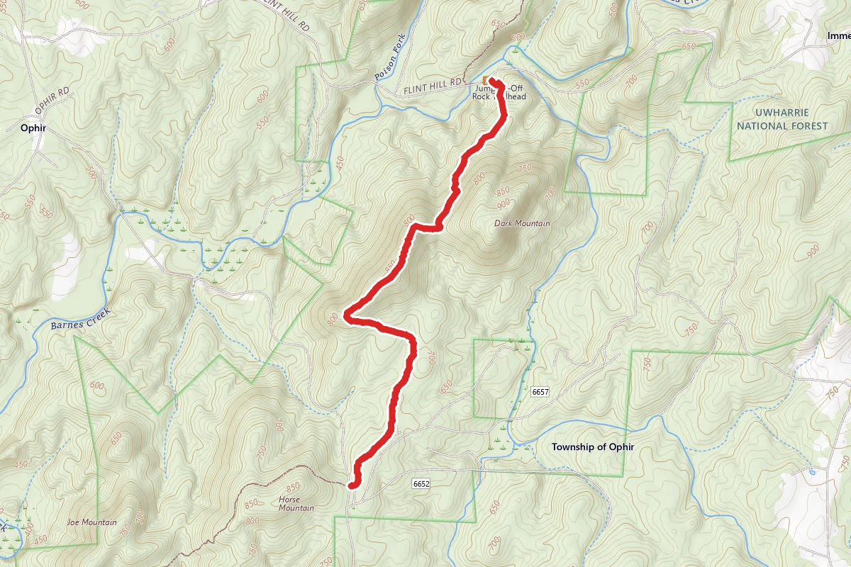 Jump Off Rock to Tower Road via Uwharrie Trail