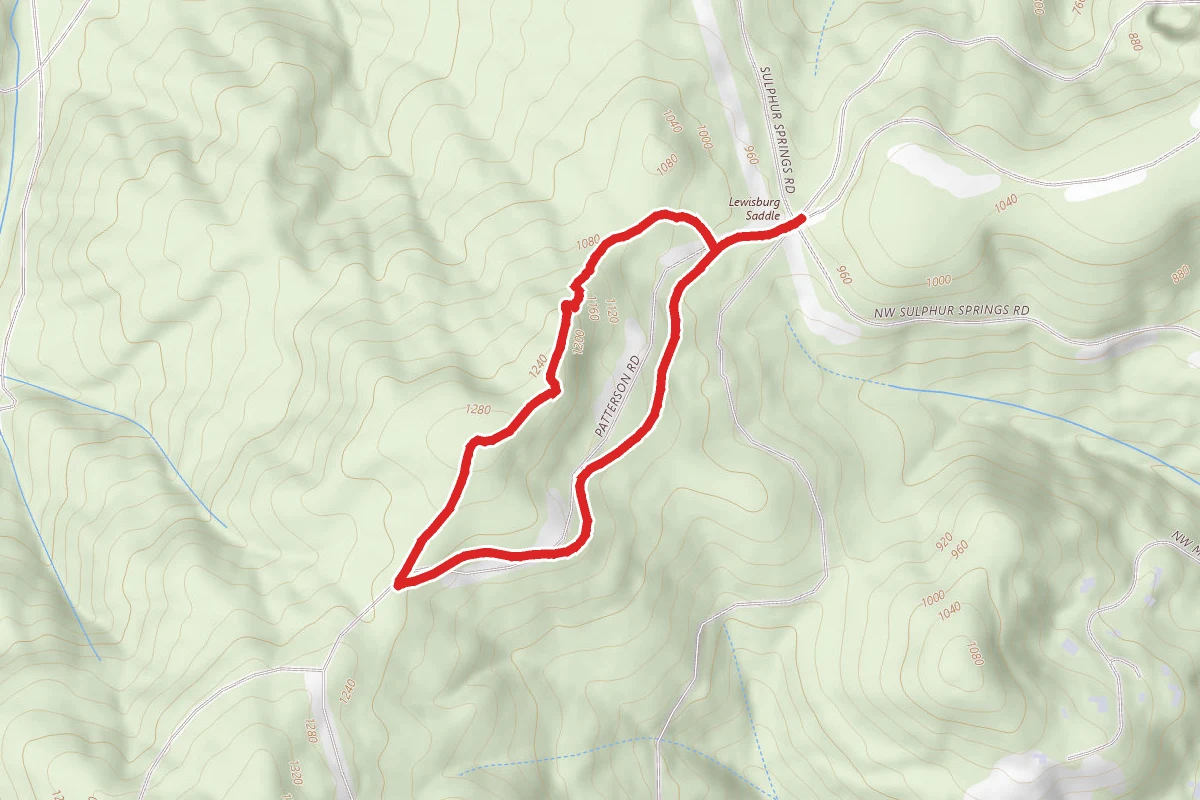Lewisberg Saddle to Ridge Trail Loop route map