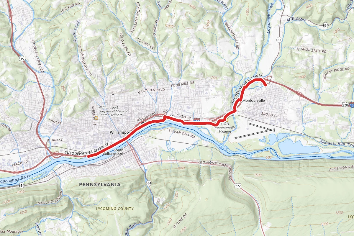 Mountoursville to Williamsport Trail