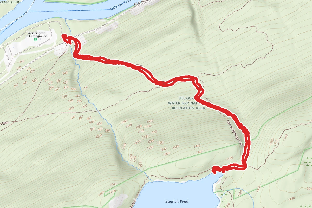 Garvey Springs Orange Trail to Sunfish Pond