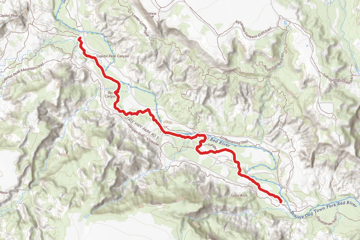 Rojo Grande Trail to Sunflower Trail to Juniper Trail