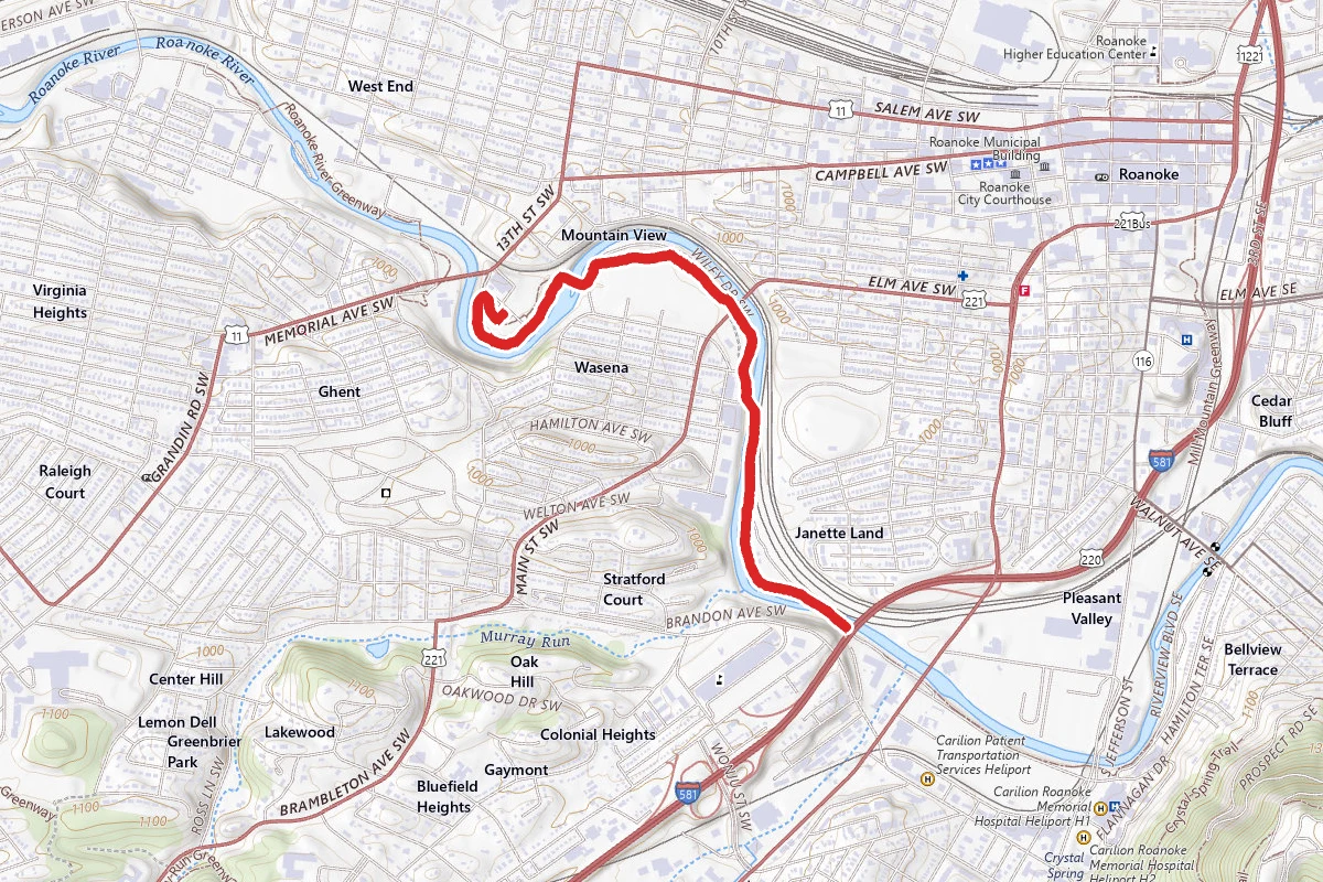 Roanoke River Greenway from Vic Thomas Park