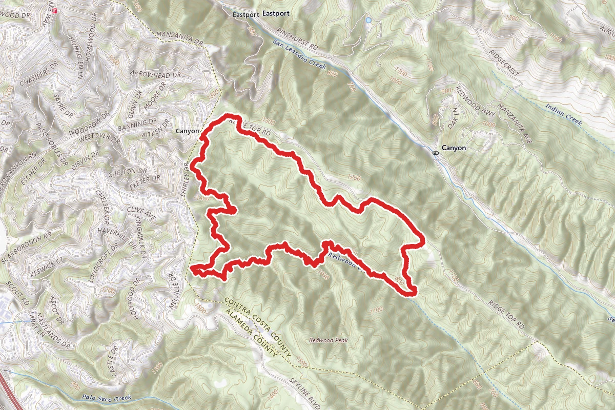 Philips, East Ridge, Prince, Stream, Tres Sendas, West Ridge Loop