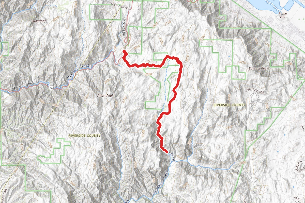 Tenaja Falls from Ortega Oaks