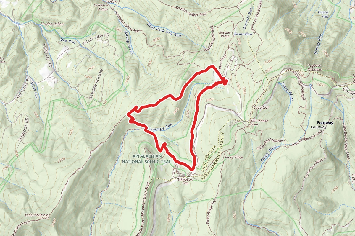 Elkwallow, Mathews Arm, and Knob Mountain Cutoff Trail