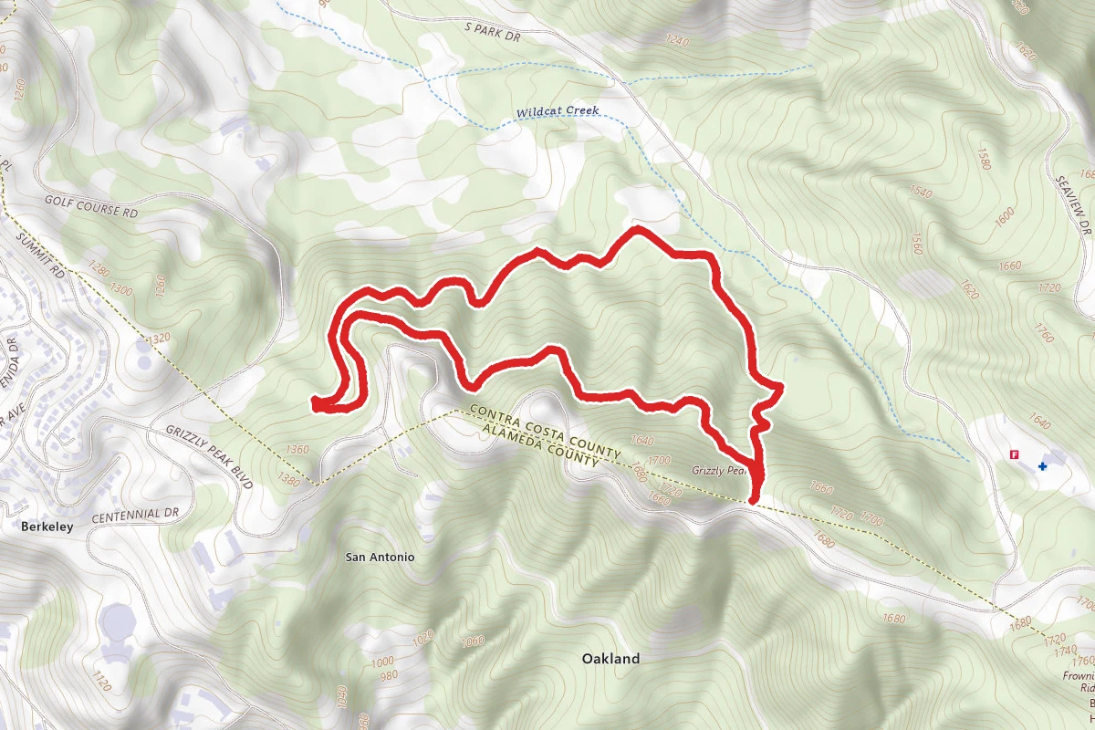 Tower Trail to Redwood and Grizzly Peak Trails
