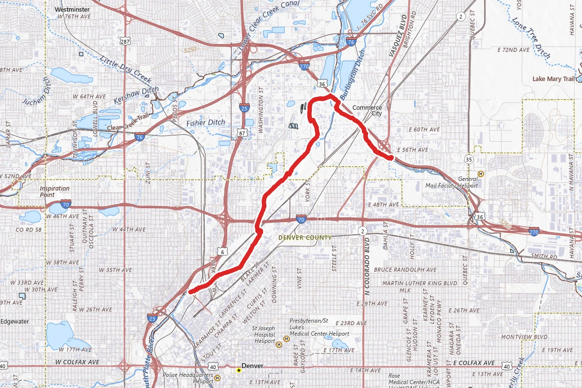 Sand Creek and Platte River Trail via Dahlia Trailhead