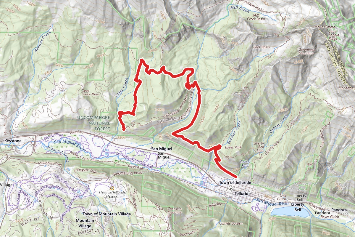 Eider Creek to Deep Creek to Mill Creek Waterline Trail
