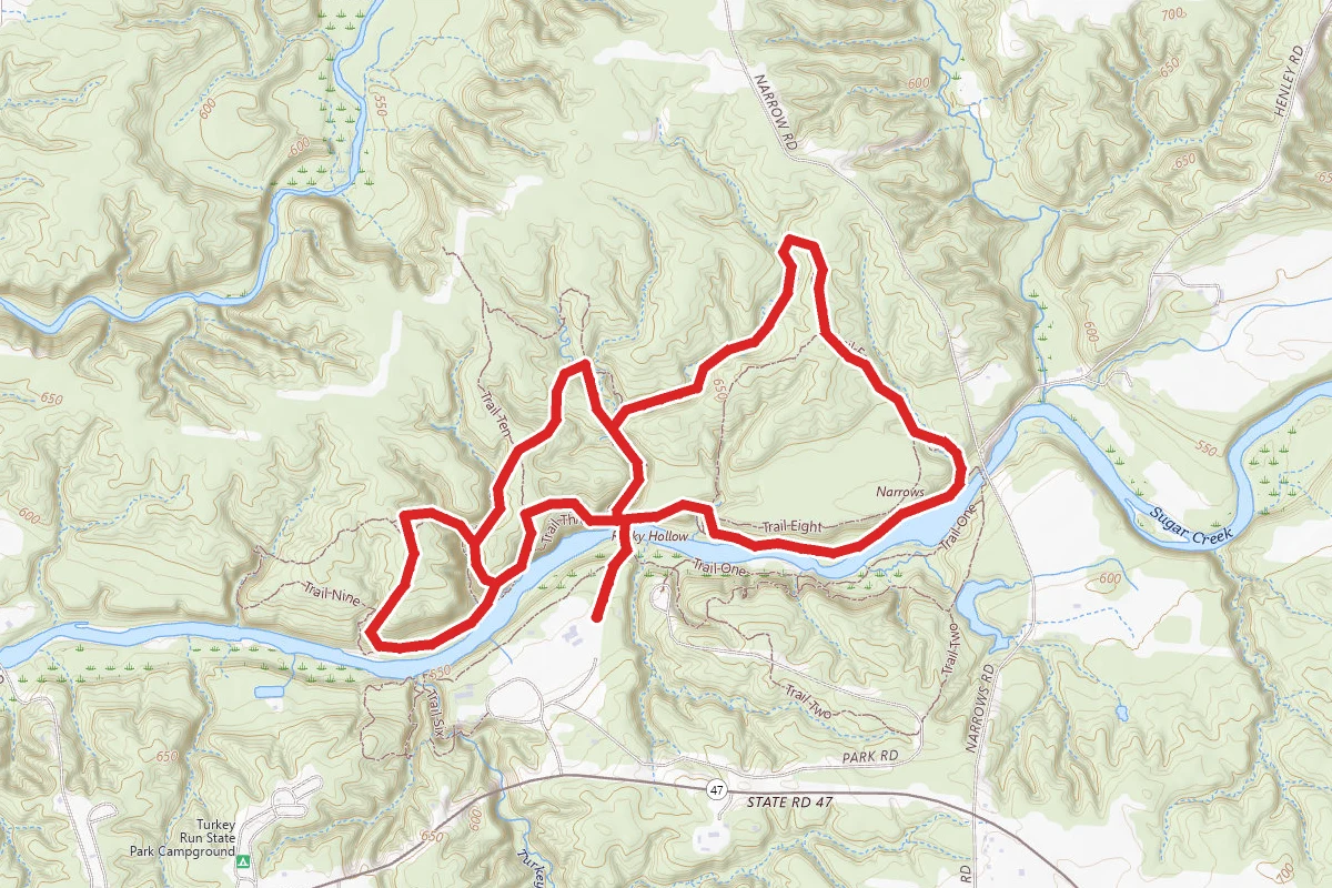 Turkey Run Trails 4, 3 and 5 Loop
