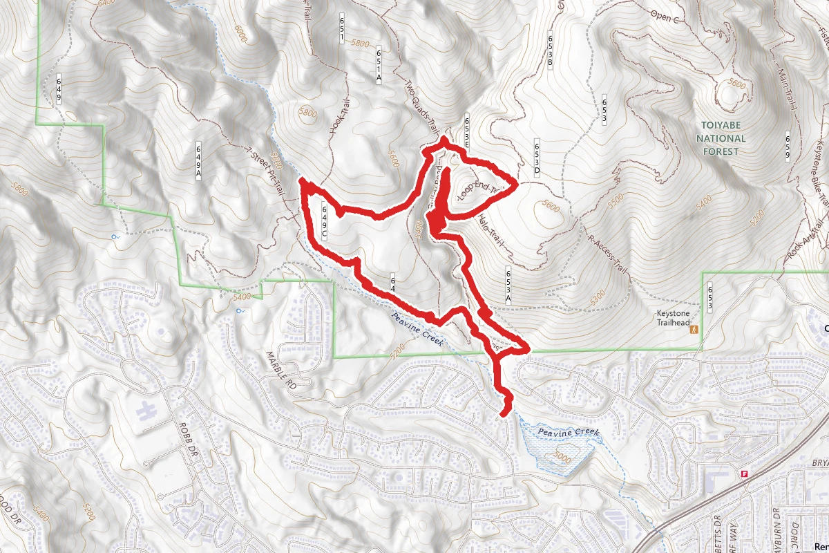 Las Brisas, B-Lite and Halo Trail route map