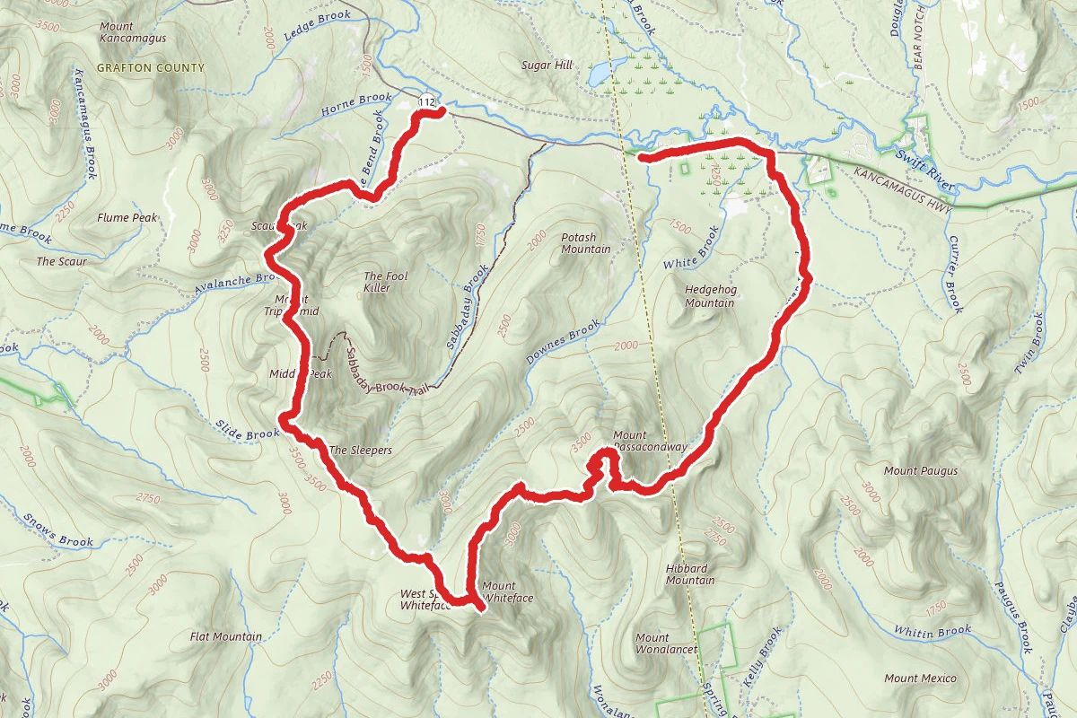 Mount Tripyramid, Mount Whiteface to Passaconaway and Oliverian Brook Trail
