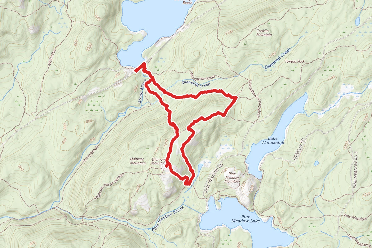 Diamond Mountain Loop from Lake Sebago Dam (TMI)