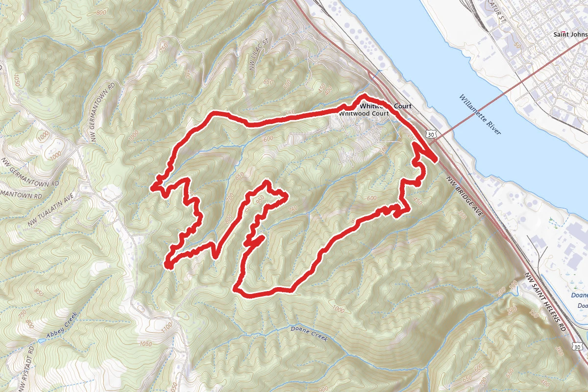 Ridge, Firelane 7, Wildwood, Waterline Trail Loop