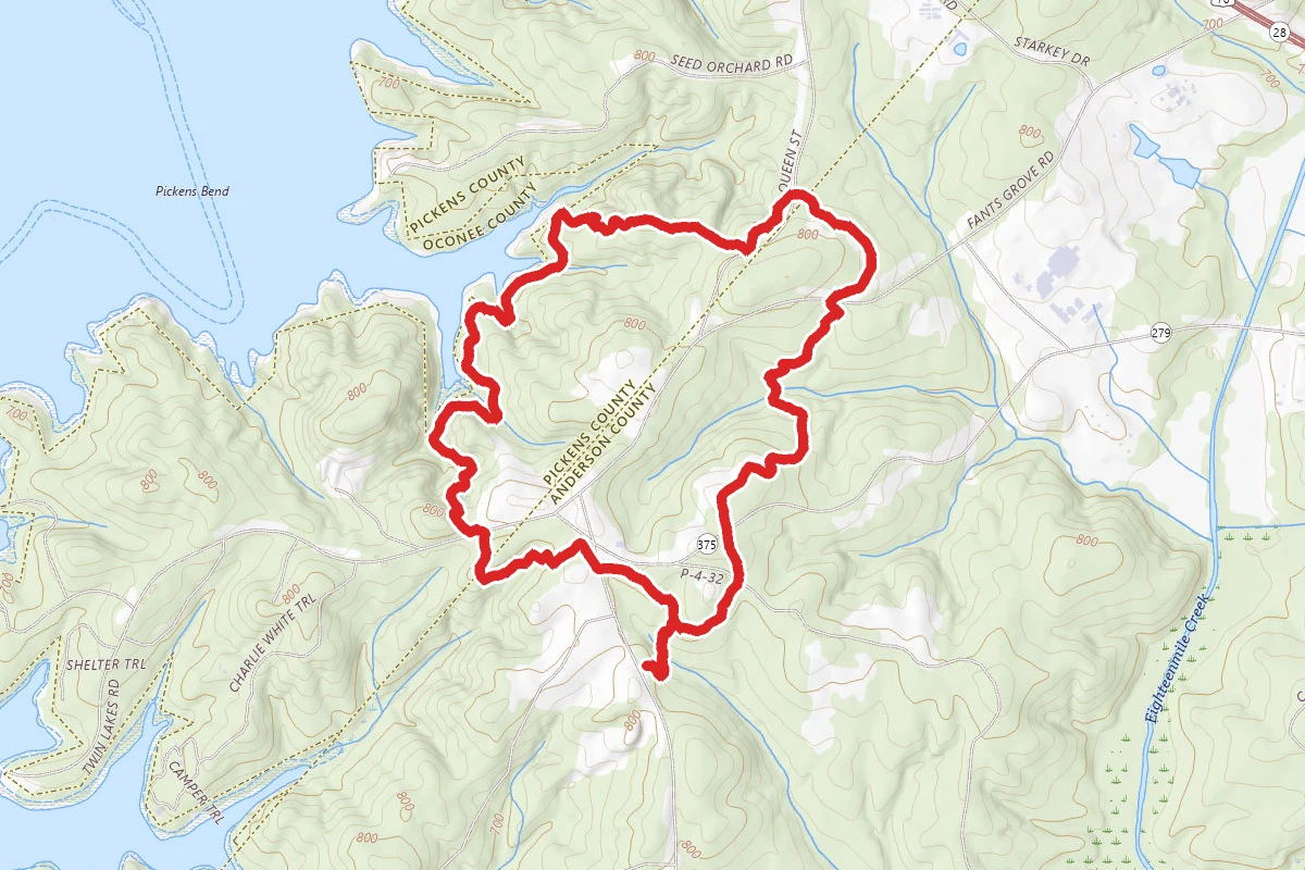 Gray and Red Trails Loop from Fant's Grove Road Trailhead