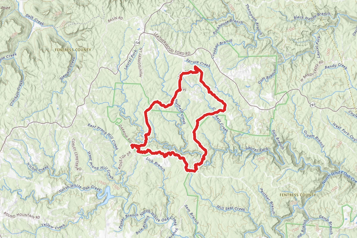 Hicks Ridge, Wild Cat Den, Willie Lee, Pavilion, Teepee Loop and Proctor Ridge