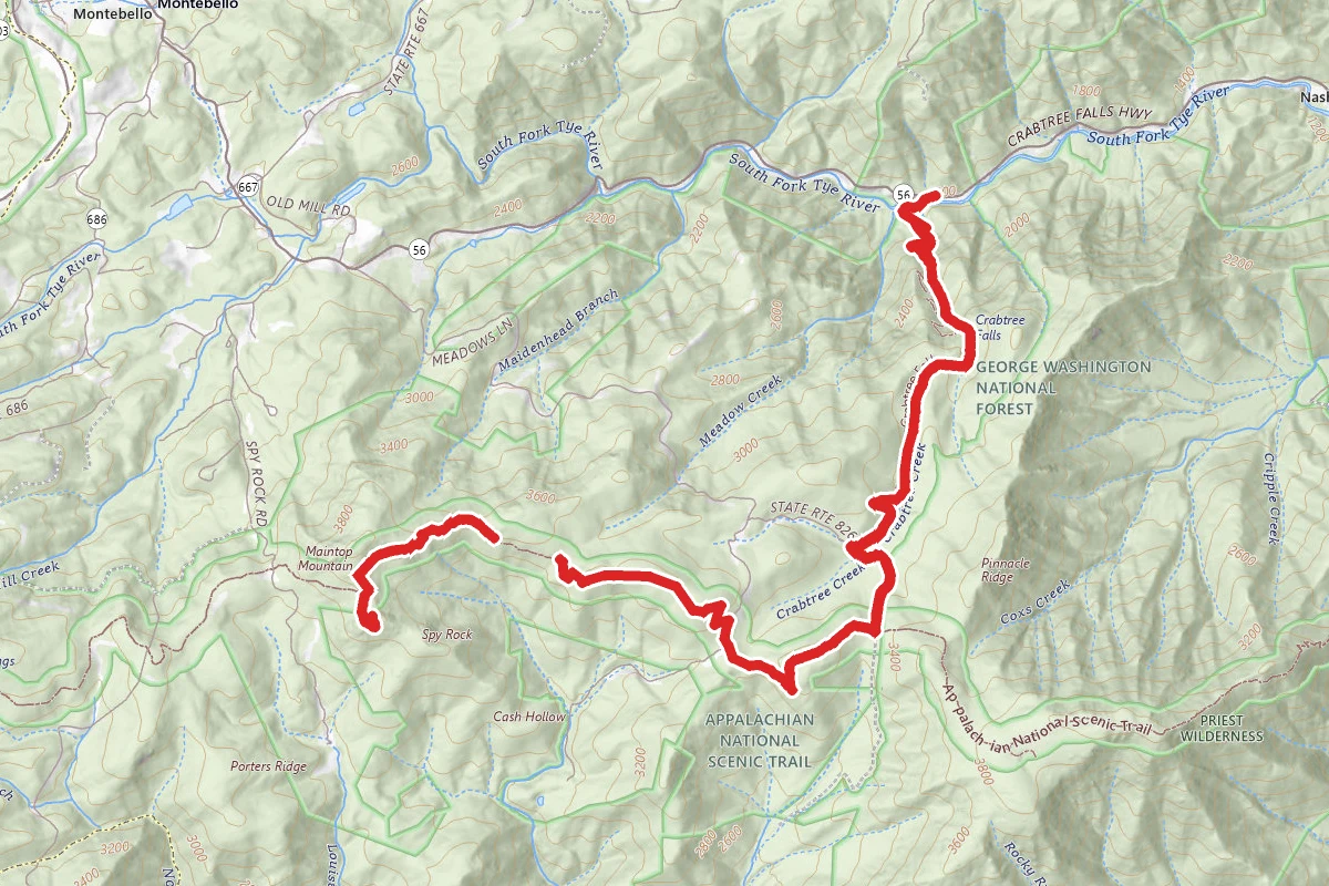 Crabtree Falls to Spy Rock