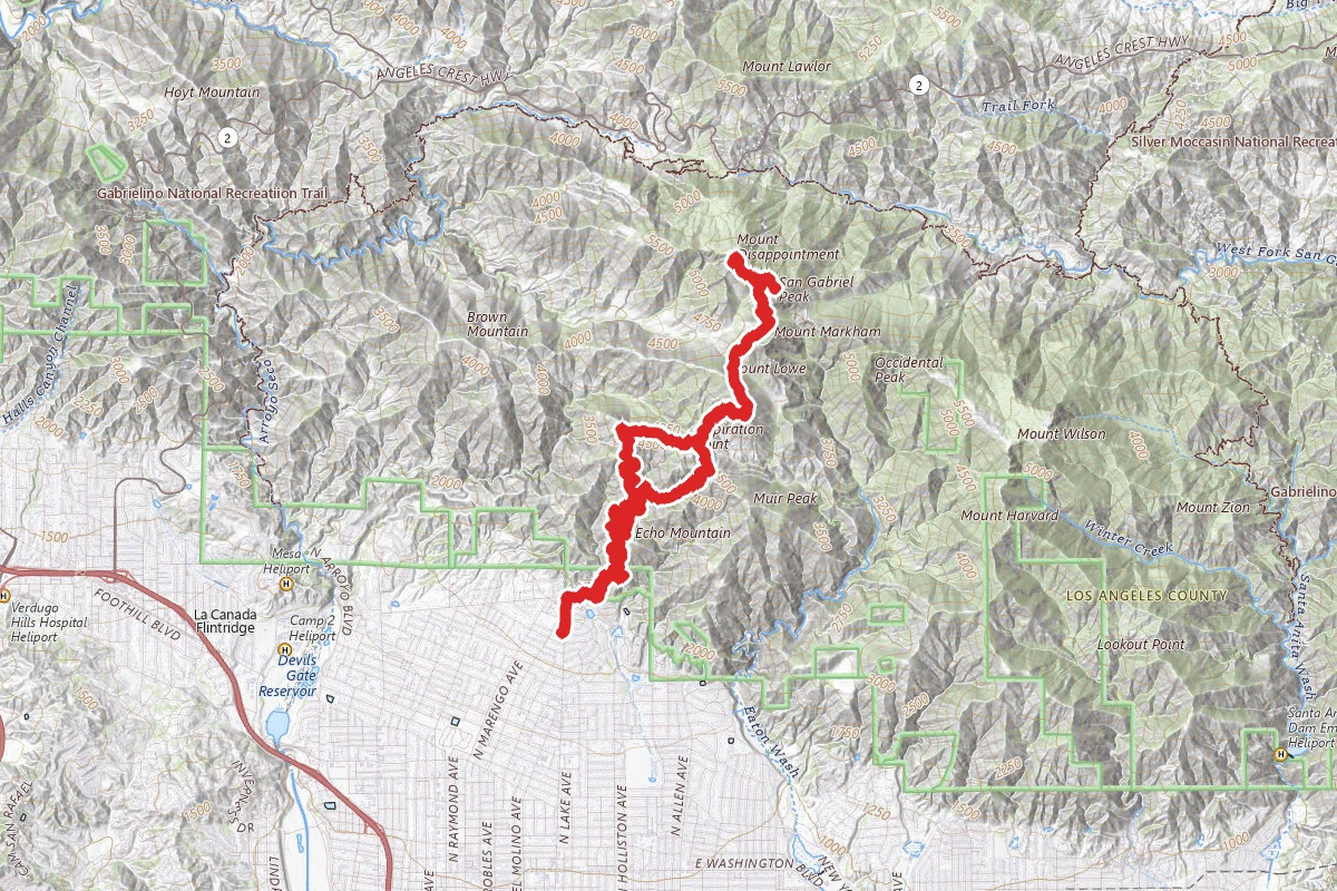 San Gabriel via Sam Merrill and Mount Lowe Trails