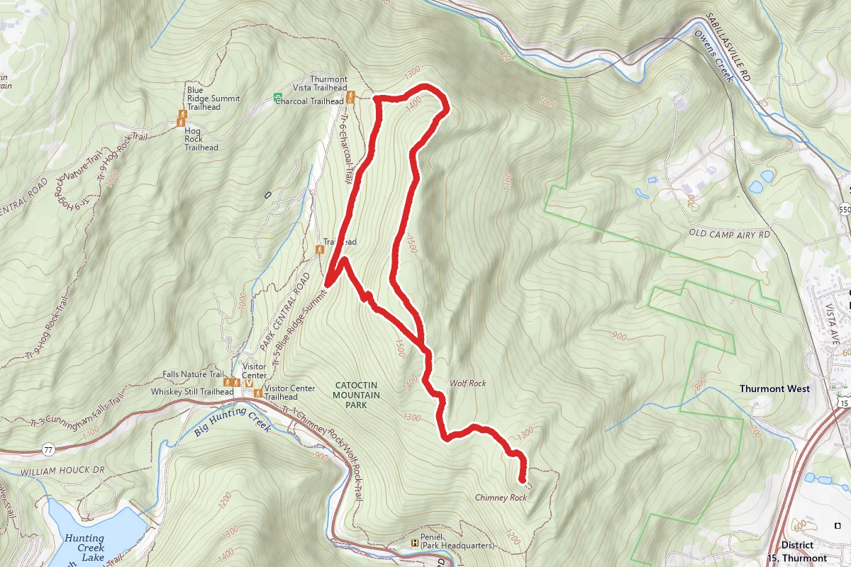 Chimney Rock via Thurmont Vista and Wolf Rock