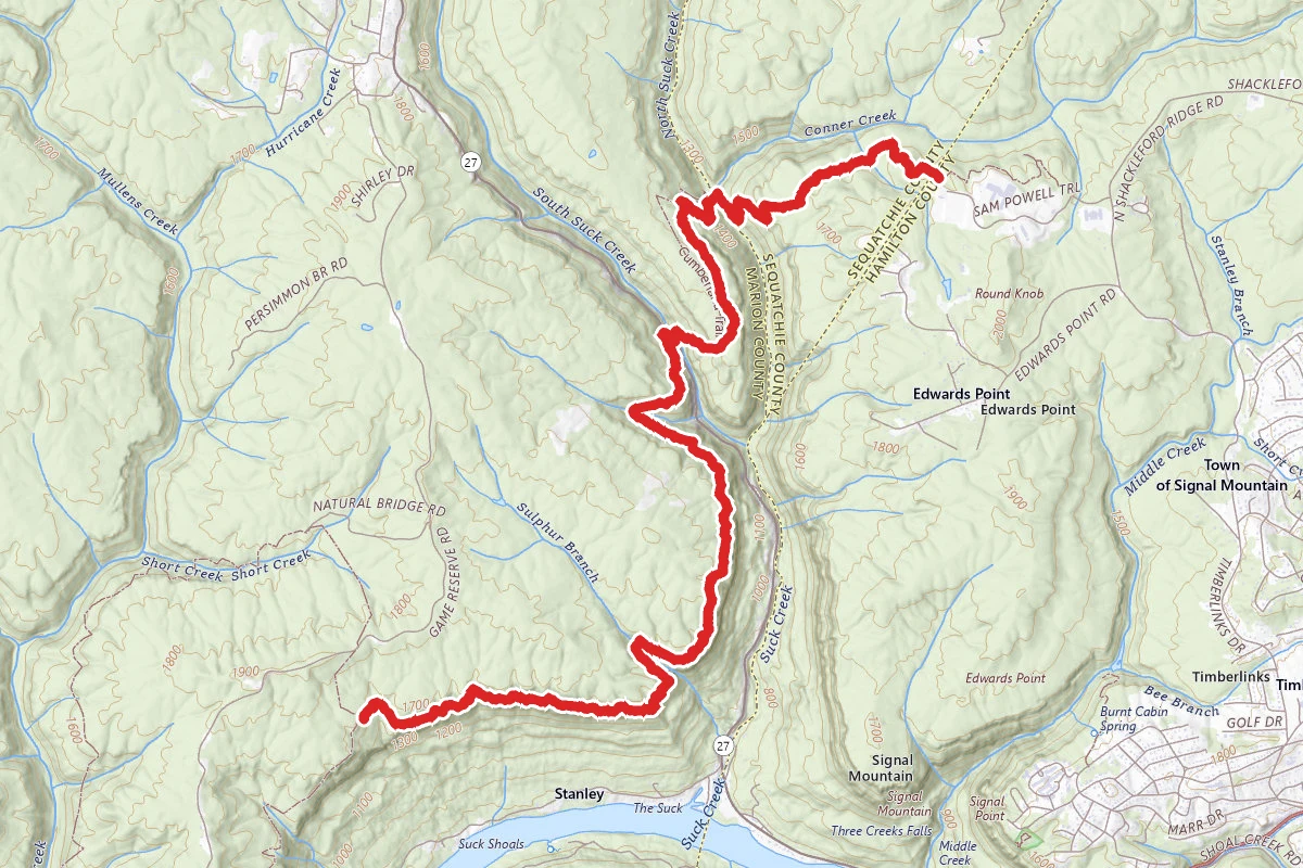 Shackleford Ridge State Park to Cumberland Trail