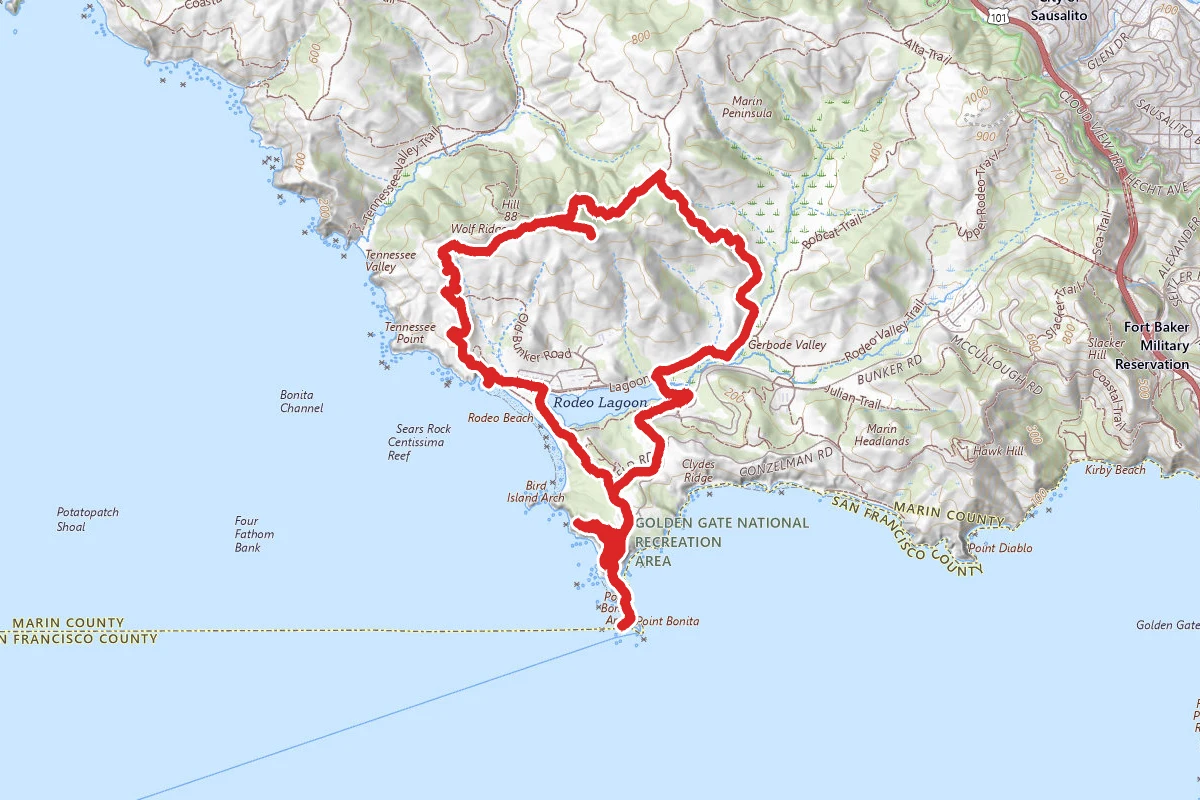 Coastal Trail, Miwok Trail, and Bonita Lighthouse Loop