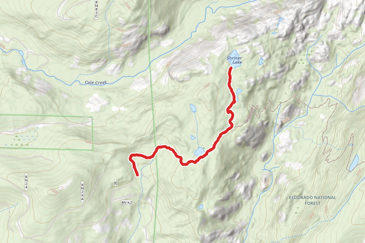 Shriner Lake Trail via Tanglefoot Trailhead