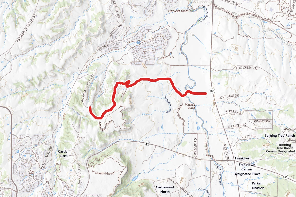 Hidden Mesa Trail to Cherry Creek Trail