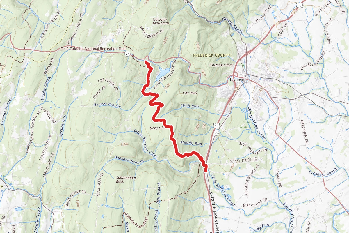 Catoctin Furnace to Cunningham Falls via Catoctin Furnace and Catoctin National Recreation Trails