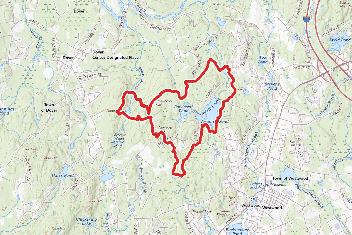 Oak Hill, Powissett Peak, Peabody, Noanet Peak Trail, Noannet Pond Loop