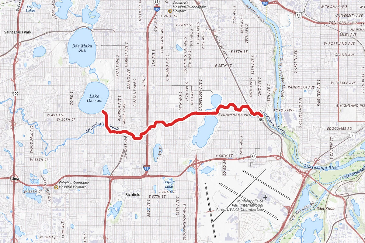 Lake Harriet to Minnehaha Falls