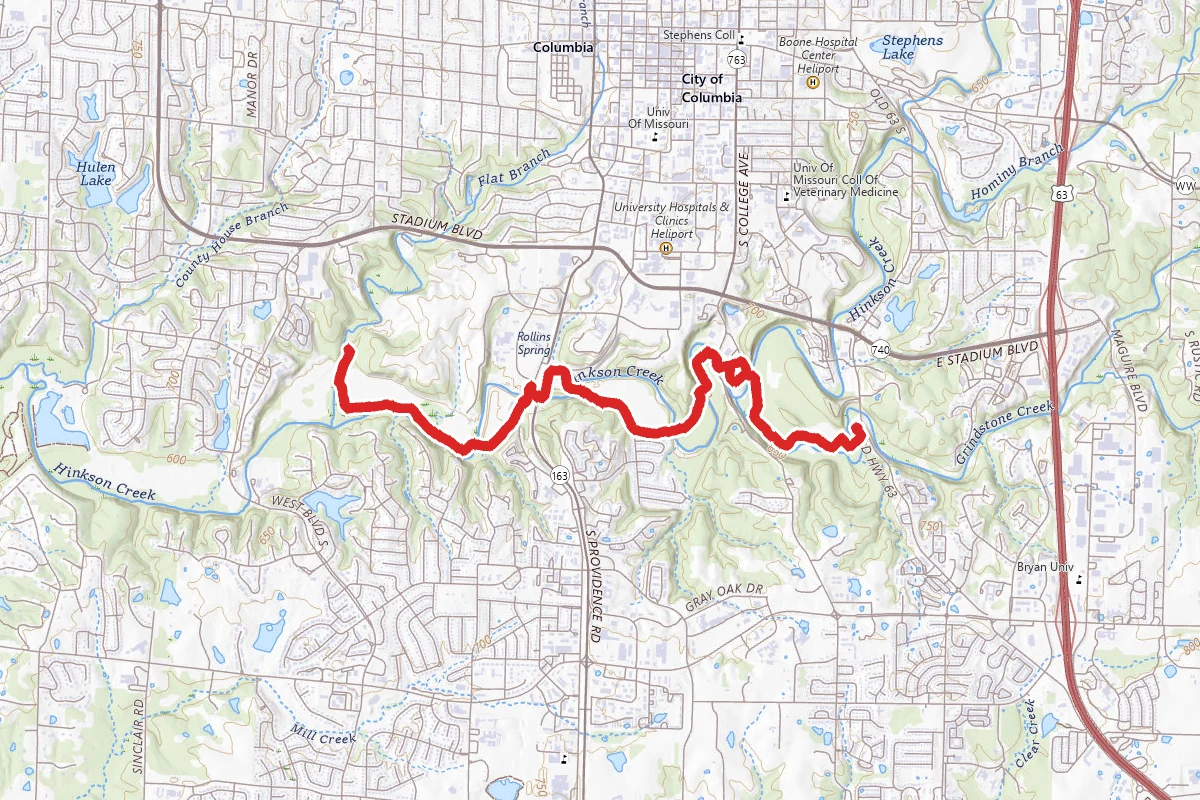 Grindstone to Hinkson Creek Trail and Mu Rec Trail