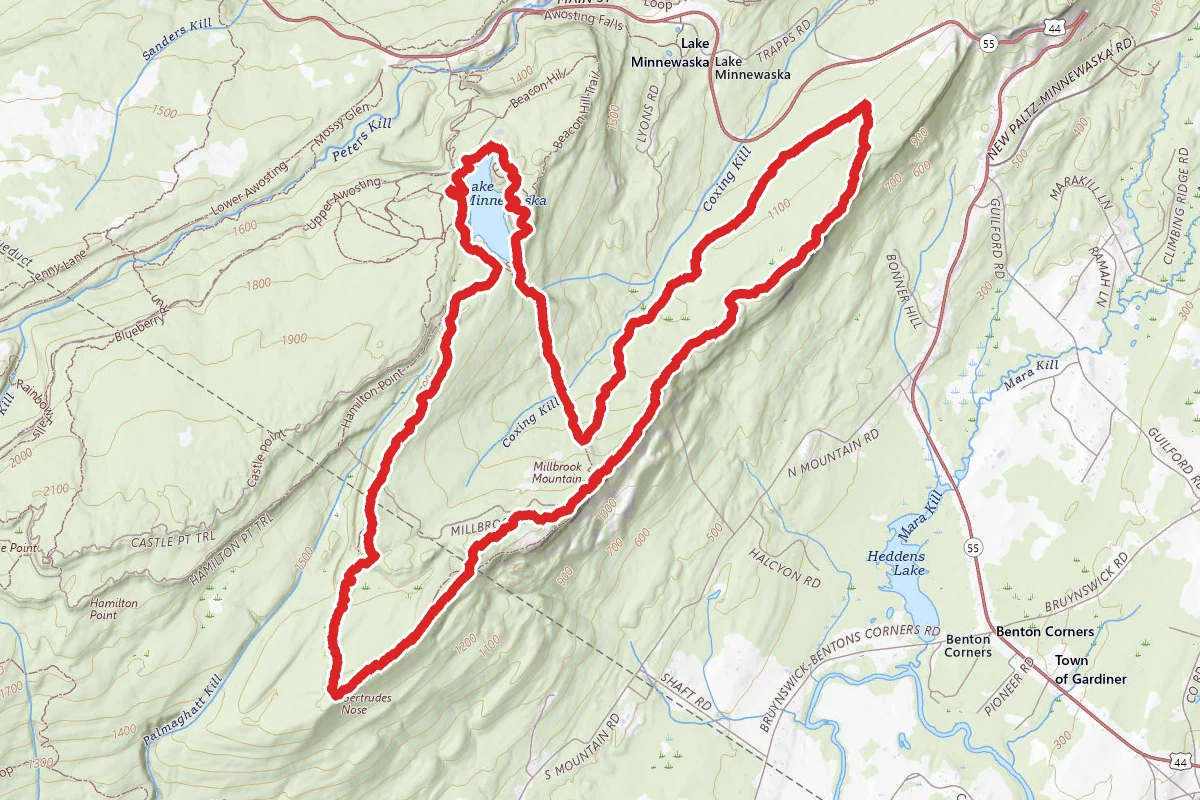 Lake Minnewaska, Gertrude's Nose, and Millbrook Mountain Loop