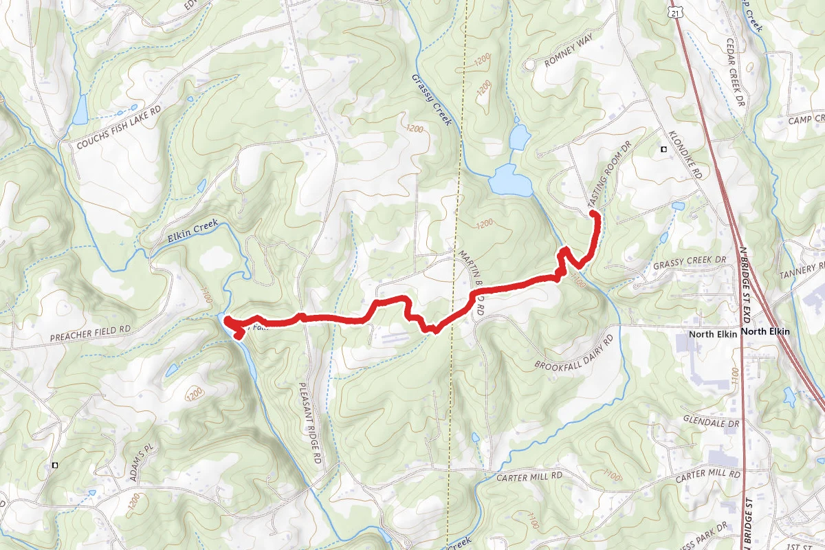 Vineyard Trail, Mountains to Sea Trail, and Carter Falls