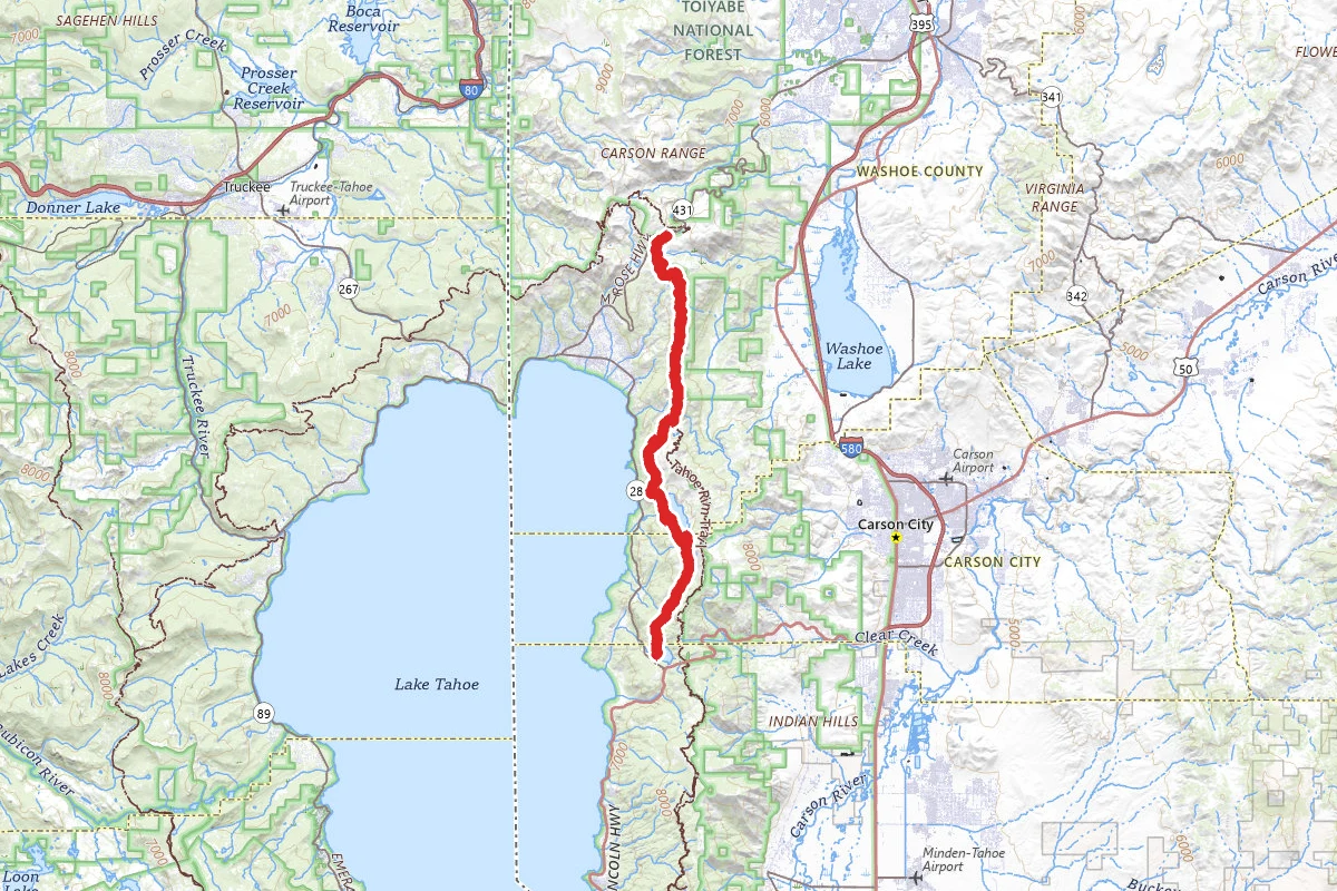 Tahoe Rim to Spooner Lake