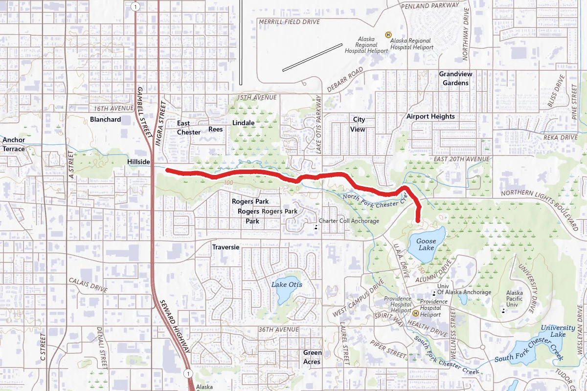 Goose Lake to Woodside Park via Chester Creek Bike Trail
