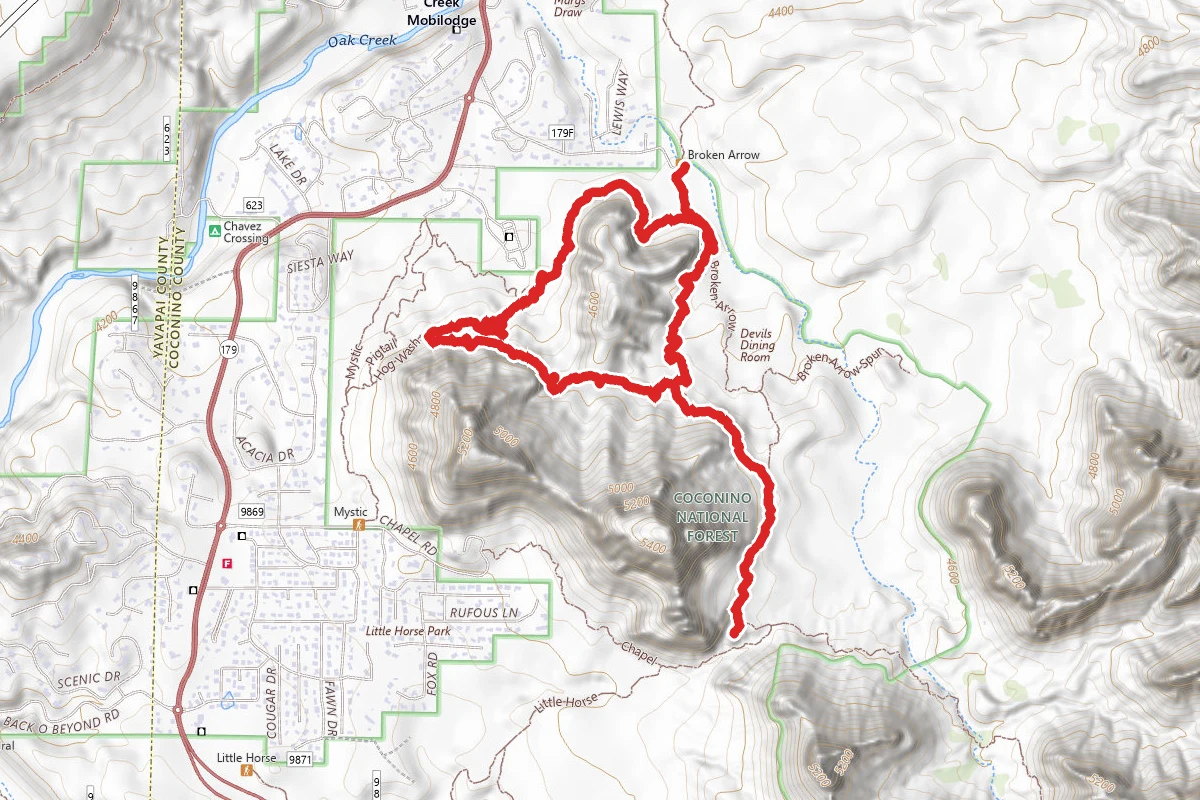 Chicken Point via Broken Arrow to High on the Hog to Hog Wash Loop