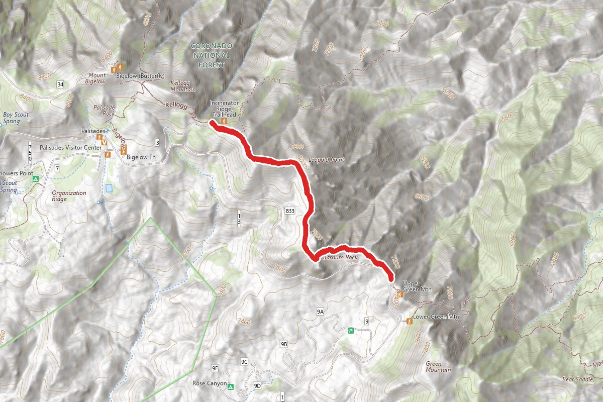 Kellogg Trail- Incineration Peak, Leopold Point and San Pedro Vista