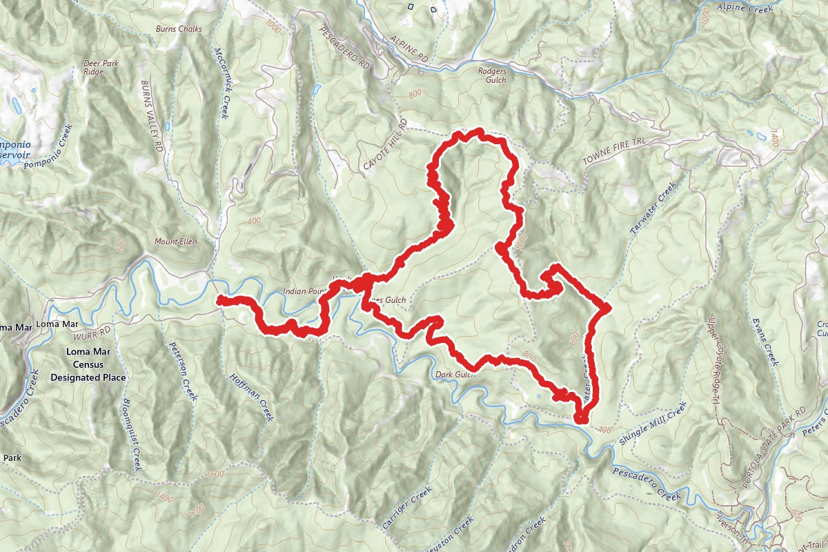 Pomponio, Tarwater, Canyon, East Brook Trail Loop