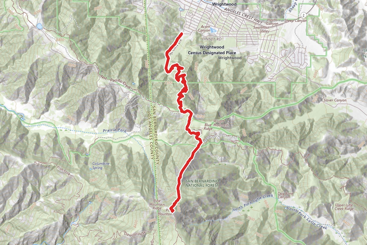 Pine Mountain via Acorn Trail and North Backbone Trail
