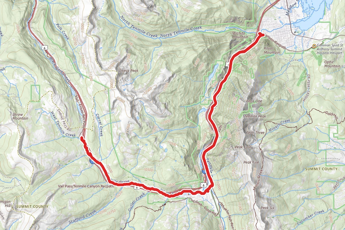 Ten Mile Canyon Trail to Frisco Copper Bike Path