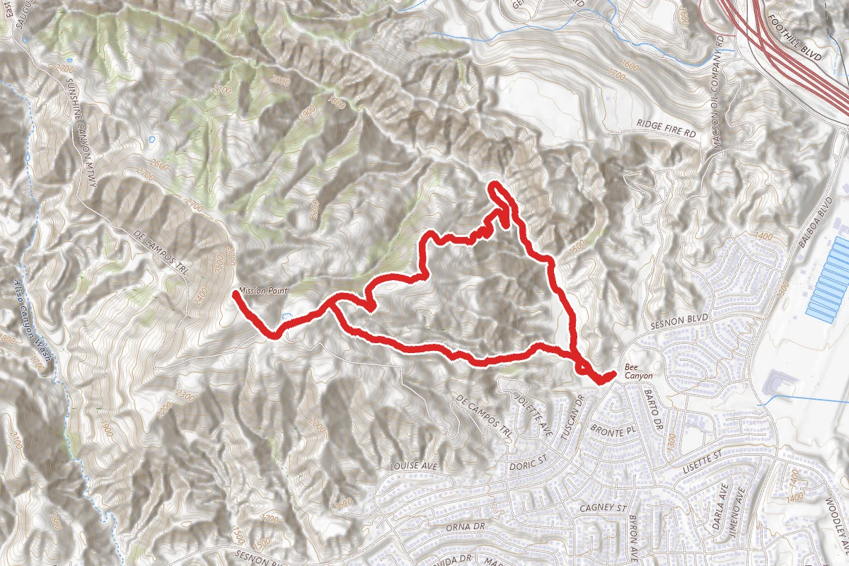 O'Melveny Park Loop to Mission Point